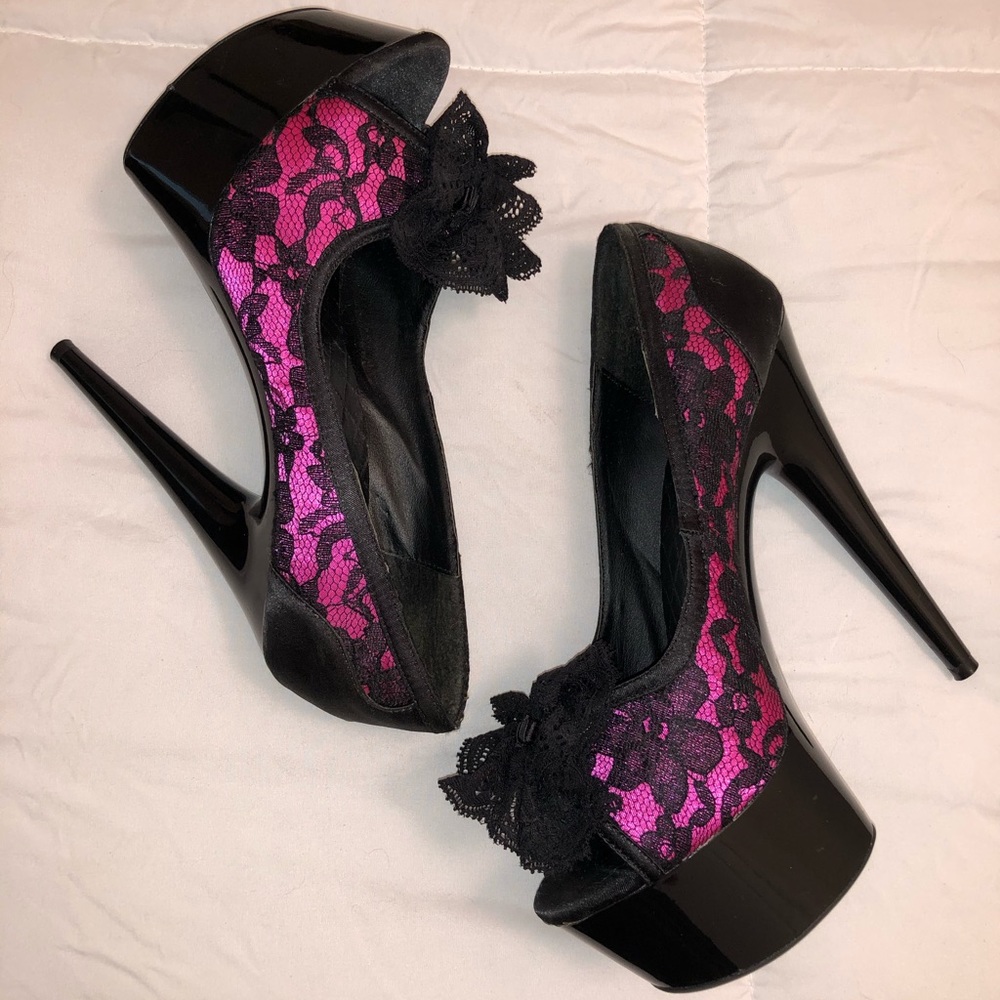 Ellie lace platform heels